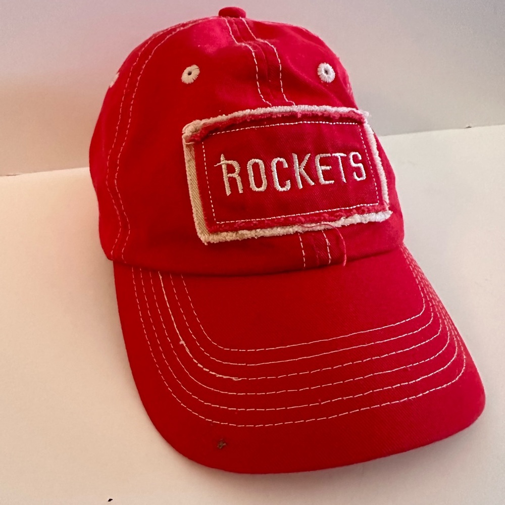 Rare Hermann Memorial Stylish Houston Rockets Patch Hat Velc Adjuster